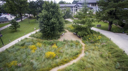 Long view toward the Beach Museum of Art. Image courtesy of K-State Communications and Marketing.