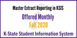 Master Extract Reporting in KSIS Training Fall 2020