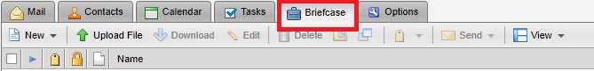 Briefcase tab in Zimbra webmail