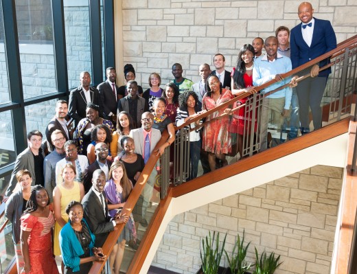 Photo from the 2016 Mandela Washington Fellows Graduation in July. It features all 27 fellows and the program staff for the Staley School's Civic Leadership Institute.