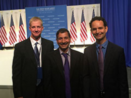 From left: Jesse Poland, Vara Prasad and Jagger Harvey recently attended the White House Summit on Global Development